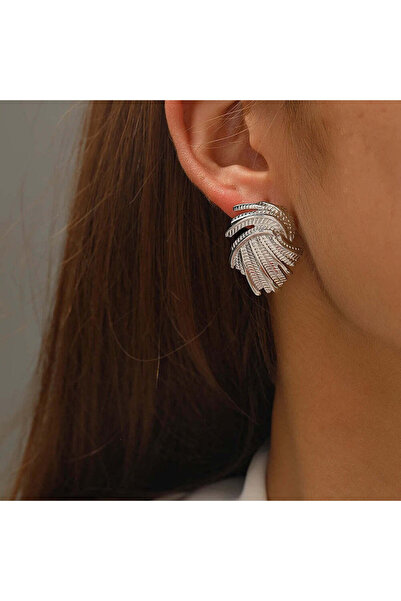 Pursehuit Silver-colored, braided, stainless steel earrings, 18k gold-plated, Selma C4