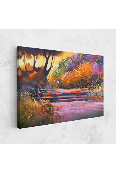 Arthub Canvas Painting, Bedroom And Living Room, Landscapes, Landscape Colorful Trees