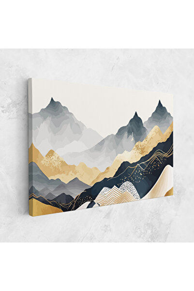 Arthub Canvas Painting, Bedroom And Living Room, Landscapes, Gold Grey Mountain
