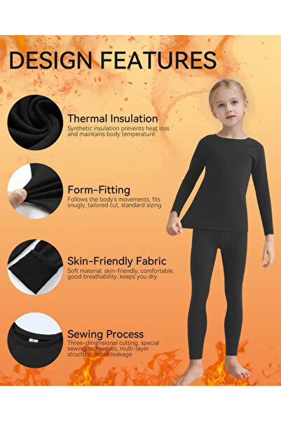 İXOMAN Boys' Cotton Winter Thermal Underwear Leggings Long Sleeve Bottom Top Set