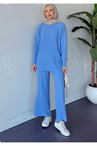 GÜZELLER Angora Trouser Knitwear Set with Tassels