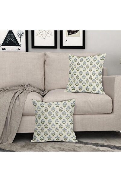 Generic Blue & Green Floral Printed Pillow Covers, Classic Spring Boho Decorative, 40×40 cm, Set of 2 - Siv