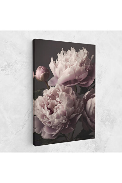 Arthub Tablou Canvas, Dormitor Si Living, Flori, Grey Pastel Pink Peony