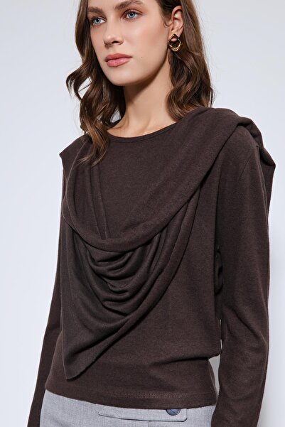 Antioch Brown Draped Ball with Shawl Detail