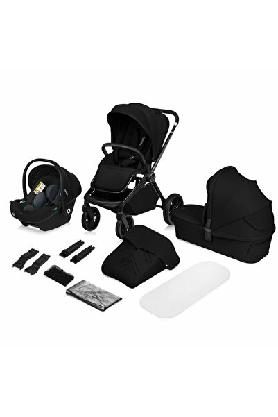 Lİonelo Stroller 4in1 Mika Plus, ADAC+Isofix, 3D, up to 22kg, Black