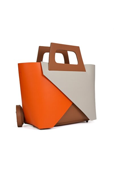 Posete Fagaras Mathilda Leather Purse - Orange - Cognac, 2 Compartments, Non-Adjustable Strap 117 cm