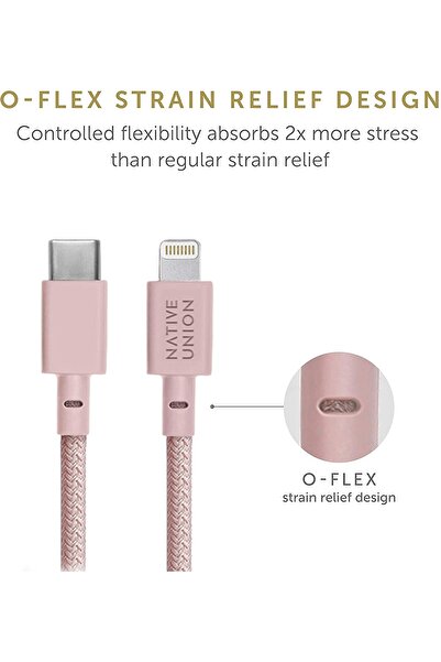 Native Union Belt Cable USB-C to Lightning - 4ft (Pink)