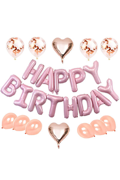 SDEPOT "Happy Birthday" foil balloon set, SDEPOT, and latex balloons, pink gold