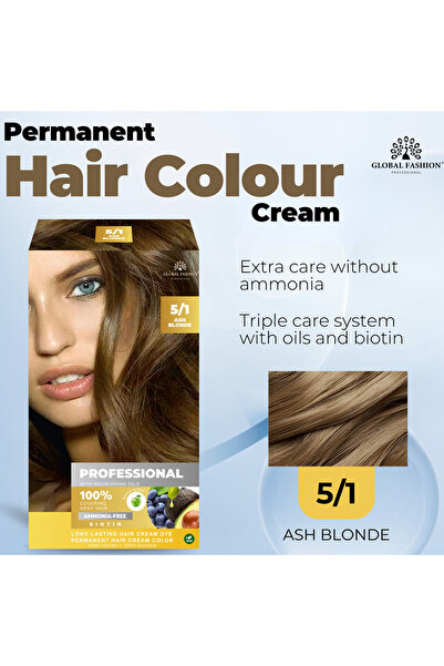 global fashion Permanent Hair Color Cream 250ml – 100% Grey Coverage, Ammonia-Free, Long-Lasting Formula