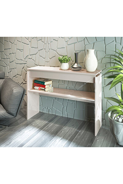 Artely Console table for entryway, living room, and home, with shelf, white color 3906