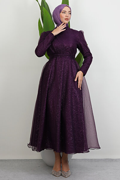 Lamia Giyim Alara Tesettür Abiye Mor