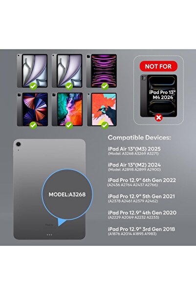 PROCASE Keyboard Case for iPad Air 13-inch (M3 2025 / M2 2024) - Black