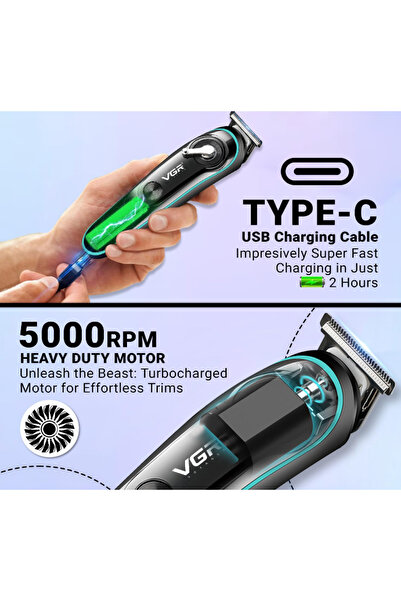 OEM Professional trimmer VGR V 075 with LED display and 4 combs