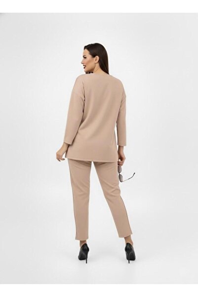 Koza Butik Дамски спортен екип с розови детайли и ръкави Truvakar в големи размери 8223-26