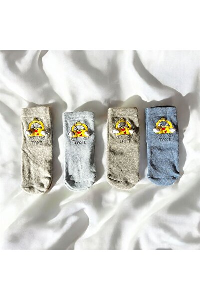 Butik Taksi Arabalı 3D Çorap (4'lü)