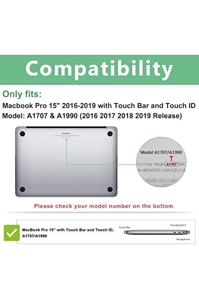 PROCASE MacBook Pro 15 Hard Case Shell Cover with Keyboard Cover (2016-2019) - Black