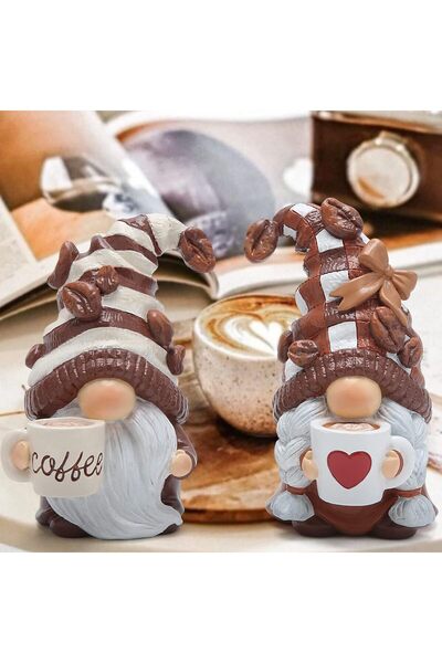 Hodao Two-Piece Swedish Tomte Coffee Gnome Figurines, Fall Gift, Indoor Decor