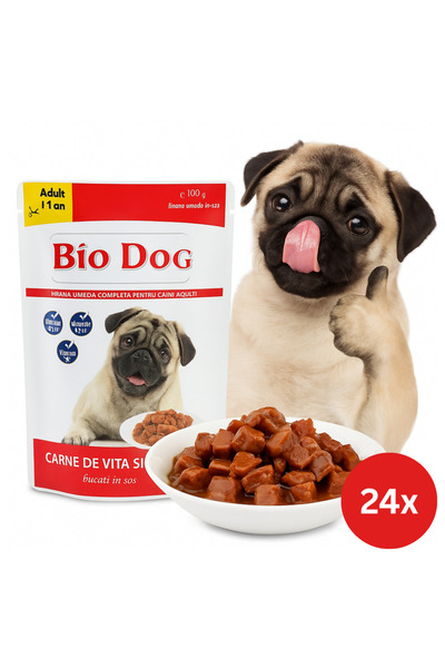 Biodog 24x Plic Hrană Umedă Pentru Căței Adulți Cu Vită și Pui