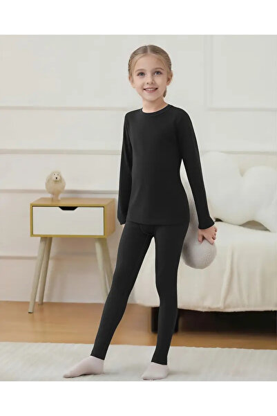 İXOMAN Girls Boys Thermal Underwear Set Cotton Stretchy Leggings Breathable Fabric Bottom Top Set
