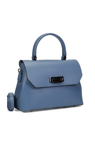 Posete Fagaras Alana Leather Purse - Light Blue, 2 Compartments, 4 Pockets, N...