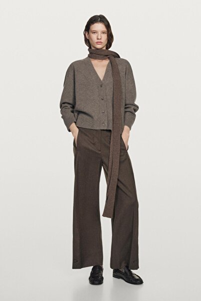 Massimo Dutti Yün karışımlı V yaka triko hırka