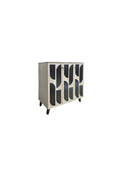 Bec4 Large Malaysian shoe cabinet with a modern geometric design