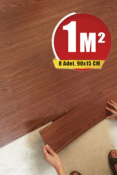 Bien Home 8 Adet, 90x15 Cm 1 m² Yer Döşemesi Esnek Silinebilir Zemin Duvar Parke Kendinden Yapışkanlı -Z015