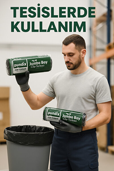 Pundix J500 Çöp Poşeti 80×110 cm – Jumbo Boy (1 Koli = 20 Rulo / 200 Adet) Geniş Hacimli Çöp Torbası