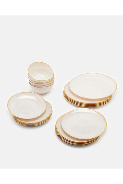 REDTAG Beige Round Glass Dinner Set (24 Piece)