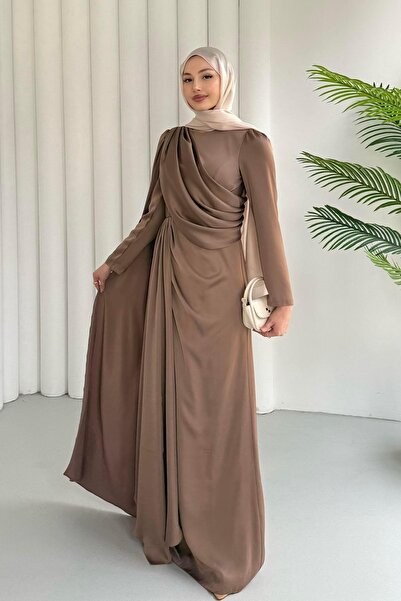 Modaensarbutik Ay Işığı Pelerin Detaylı Tesettür Abiye-VİZON