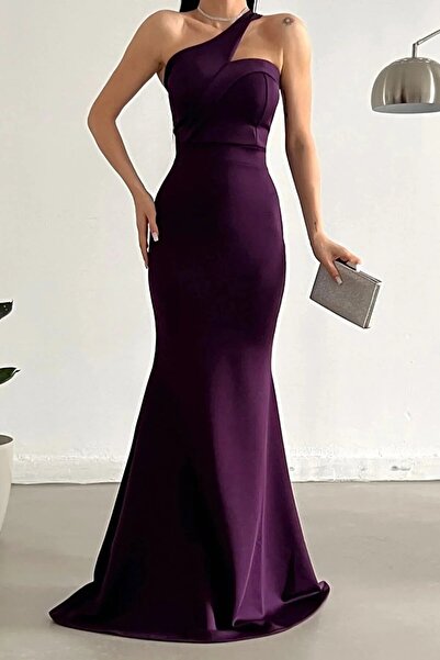 WOMAN VISION Bequemer Stoff, asymmetrischer Kragen, Maxikleid