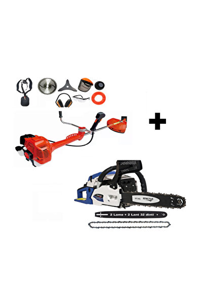 DDT Pachet promoțional drujbă pe benzină KRISTAL, motor în 2 timpi, 2 lame + ...