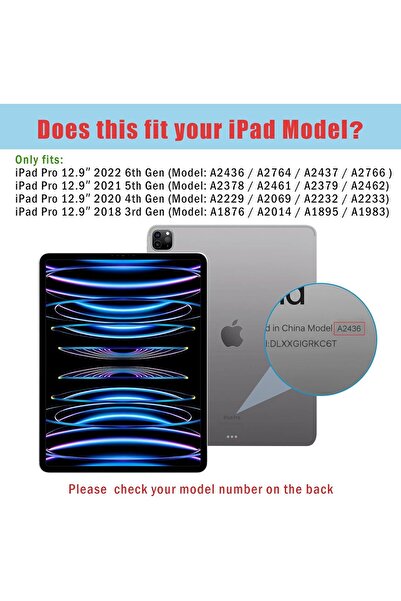 PROCASE Smart Case for iPad Pro 12.9 (3rd-6th Gen) Transparent Back with Pencil Holder, Auto Sleep/W