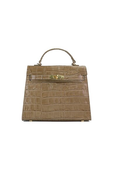 Posete Fagaras Thea Croco Leather Purse - Cream, 1 Compartment, 1 Zipper, Adjustable Strap max. 124 cm