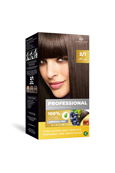 global fashion Permanent Hair Color Cream 250ml – 100% Grey Coverage, Ammonia...