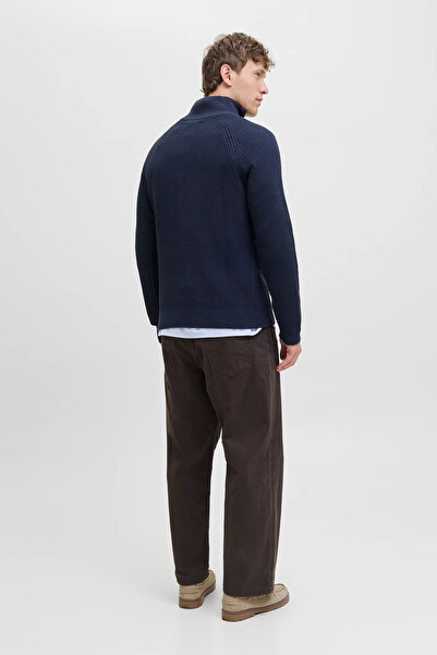 Jack & Jones Jack & Jonesjjpannel Cotton Blend Regular Fit Half Zip Mock Neck Sweater Men's Sweater 12278919