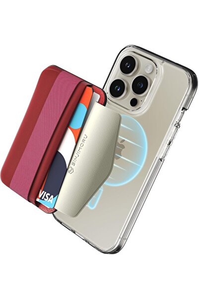 Sinjimoru محفظة هاتف MagSafe ذات قبضة مطاطية ناعمة من M-Band - حمراء (تحمل حت...