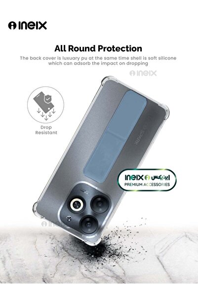 ineix 3-in-1 Magnetic Wrist Strap Hand Grip Stand Cover for Tecno Pop 8