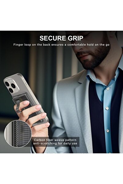 NALACAL Mag-Safe Wallet Stand Magnetic Card Wallet Holder with Grip for iPhone 12-16, Fit 2 Cards, Black