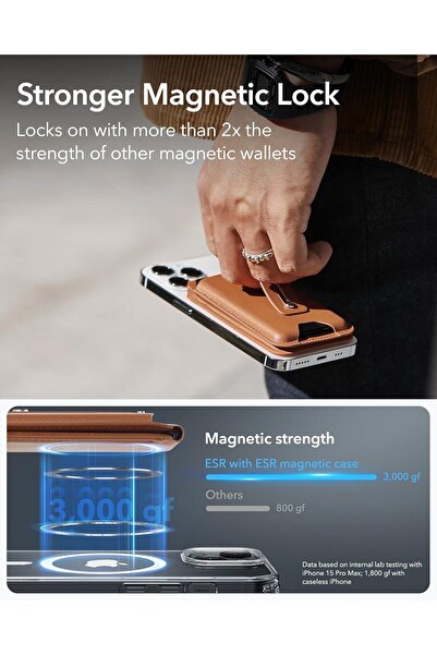 ESR HaloLock Geo MagSafe Wallet Stand (Full Find My) - Caramel Brown