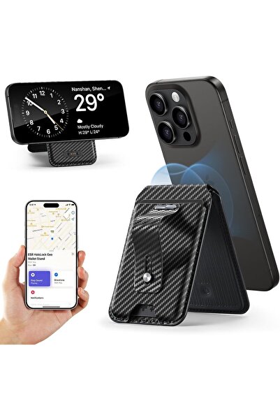 ESR MagSafe Geo Wallet Stand - Full Find My, Adjustable Stand, Carbon Fiber