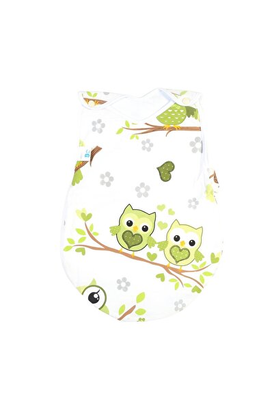 BalticBebe White Sleeping Bag, Cotton, 3-6 months, 60cm, Green Owl