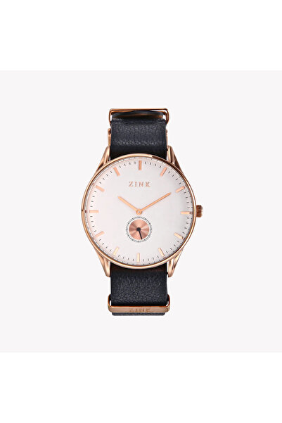 ZINK Men's Rose Gold Quartz Watch, Stainless Steel/Leather | ZK-001