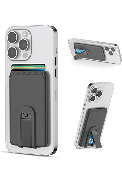 ANGJU Phone Card Holder Ultra Slim Silicone Phone Wallet with Stand