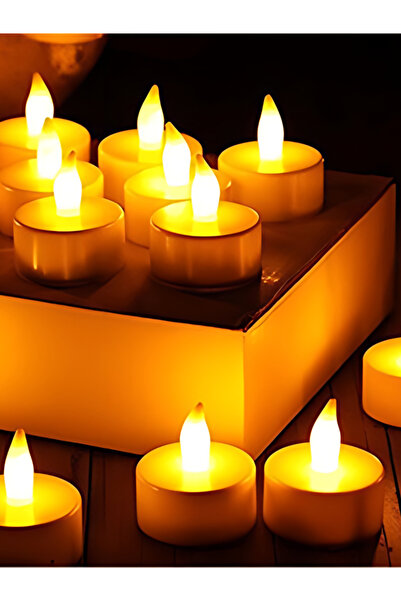 Genel Markalar Led Mum 12’li Tealight Set – Pilli, Dumansız, Dekoratif LED Mum – Sarı Işık Ortam Aydınlatma