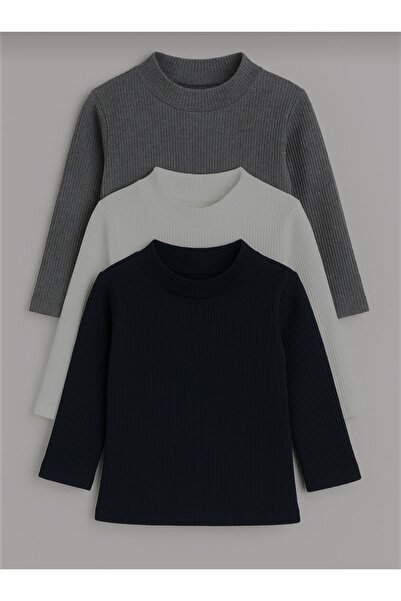 Palal Children's Knitwear Sweater Thin K Ribbed Knit 3-Piece Set Basic Comfortable Model Body Kids