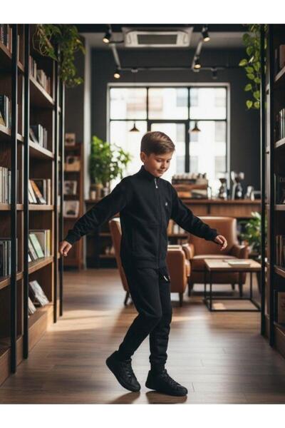 Zekids Boy's T-Shirt Hooded Cardigan Triple Tracksuit Set