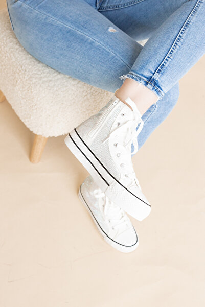 Bello Star Women's sneakers with pebbles White (BS301EV2401634)