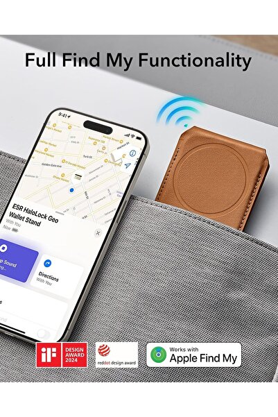 ESR HaloLock Geo MagSafe Wallet Stand (Full Find My) - Caramel Brown