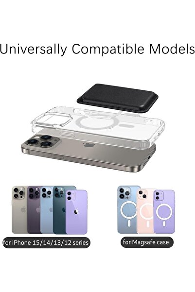 NALACAL Magnetic PU Leather Phone Wallet Card Holder, MagSafe Compatible, Black